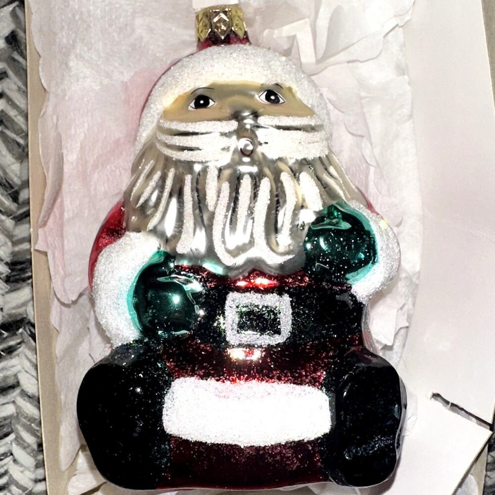 Vintage Hand Blown Glass Santa Clause Christmas Ornament Dillard's 727T4410